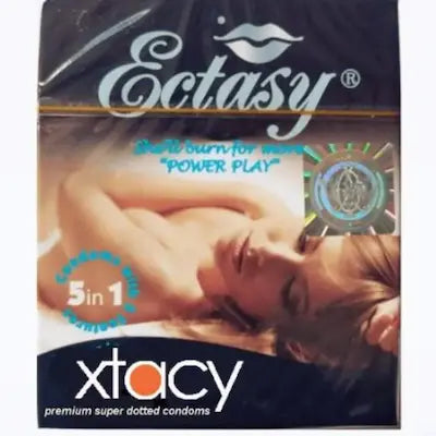 Ectasy 5 in 1 Long Love Condoms – Pack of 3 with Delay, Dotted, and Ribbed Features