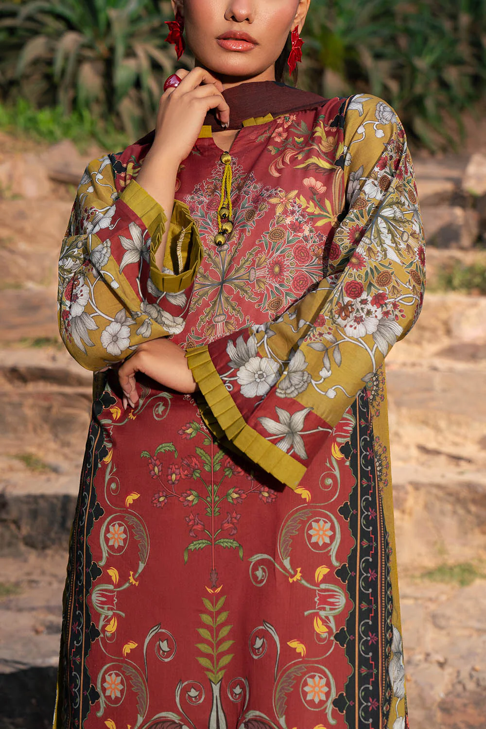 3 Piece Printed Lawn Suit with Chiffon Dupatta SD-52207 - Image 4