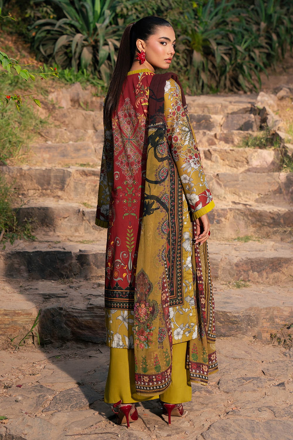 3 Piece Printed Lawn Suit with Chiffon Dupatta SD-52207 - Image 6