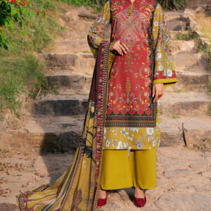 3 Piece Printed Lawn Suit with Chiffon Dupatta SD-52207