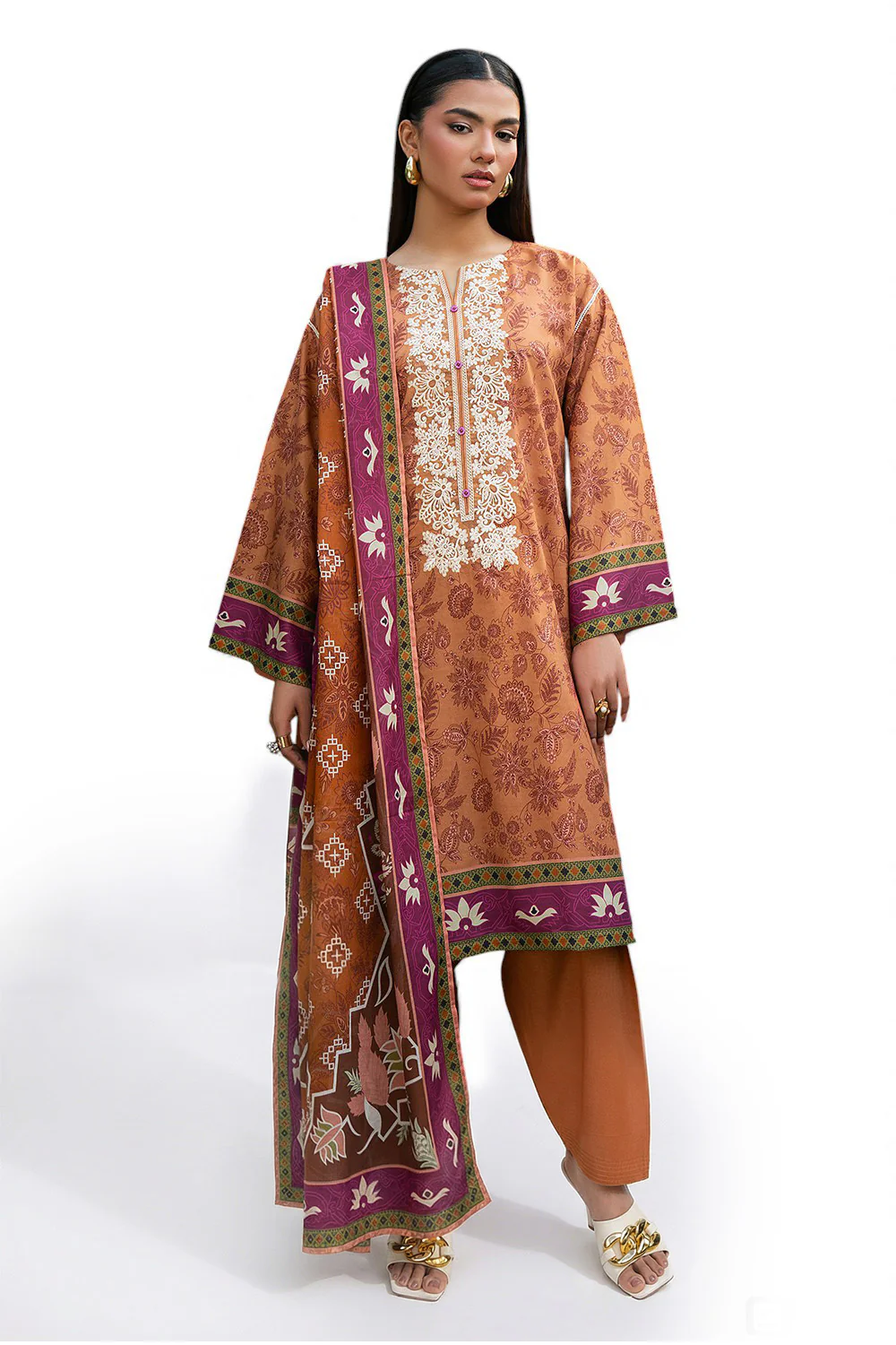 3 Piece Printed Lawn Suit with Embroidered Neckline SD-52229 - Image 4
